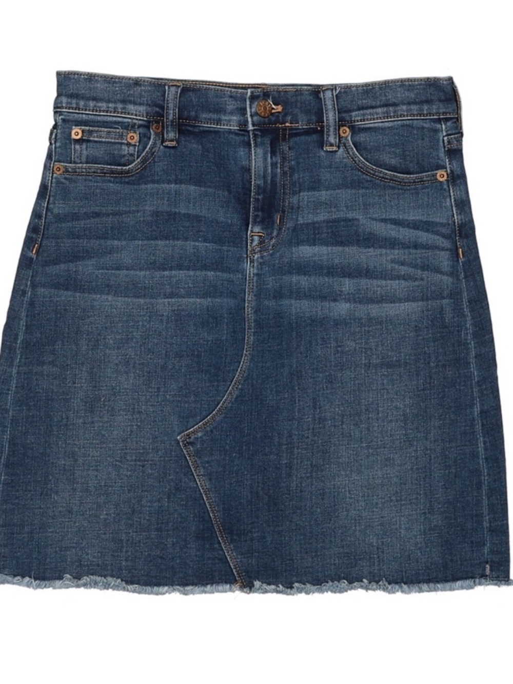 J. Crew Dark Blue Denim Mini Skirt with Raw Hem